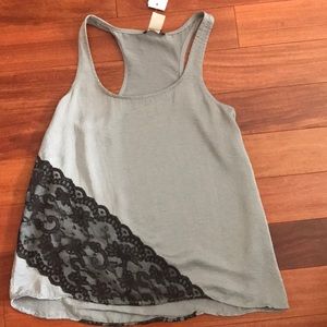 Blue chrome tank with lace trim